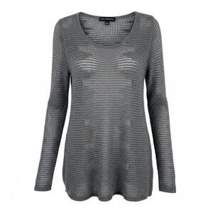 Rock Republic Sweater Women s Size L Gray Long Sleeve Scoop Neck Knit